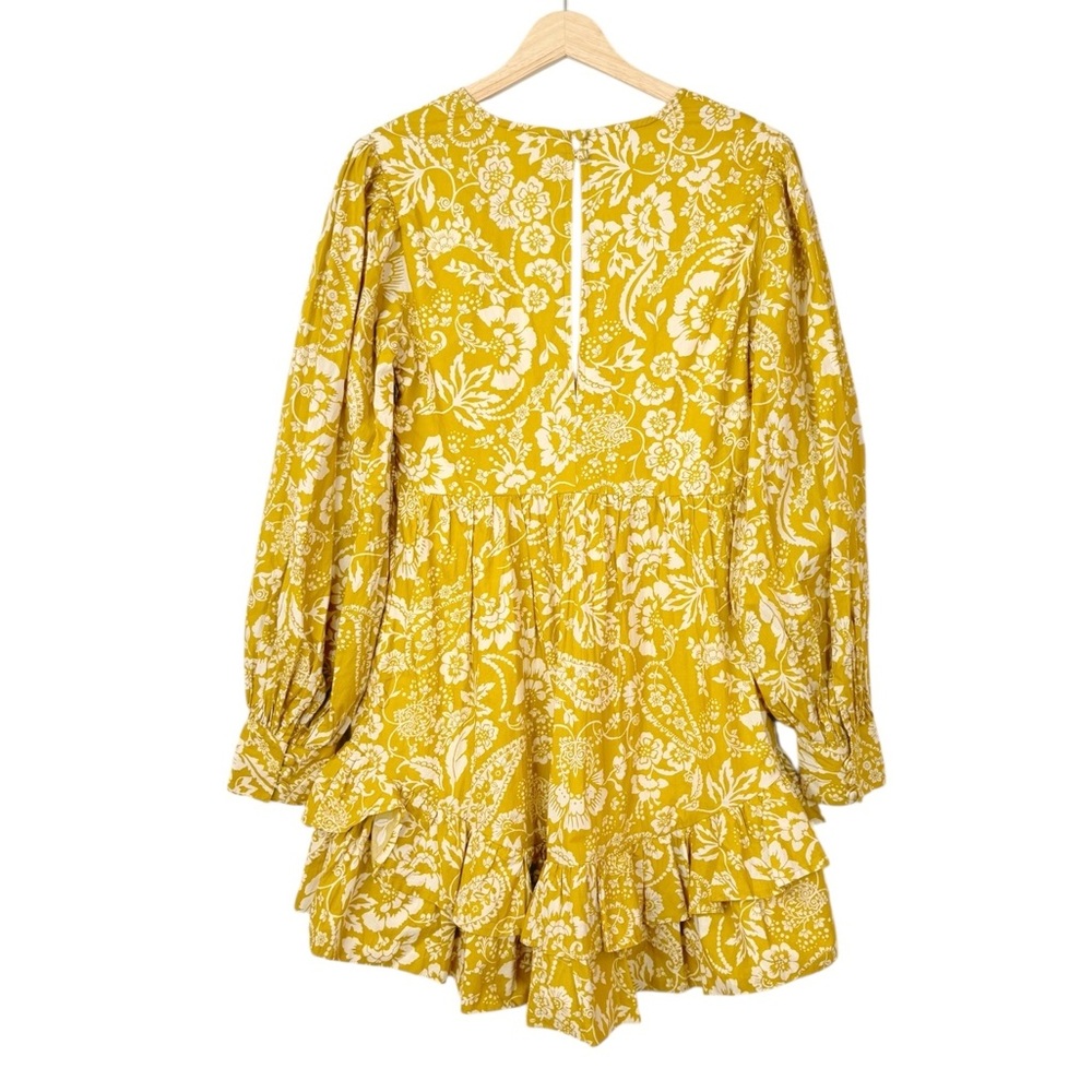Anthropologie Maeve Long-Sleeve V-Neck Ruffle Mini Dress Medium - Picture 8 of 12